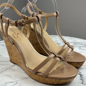 JESSICA SIMPSON CORK WEDGE HEELS WOMEN'S SIZE 10